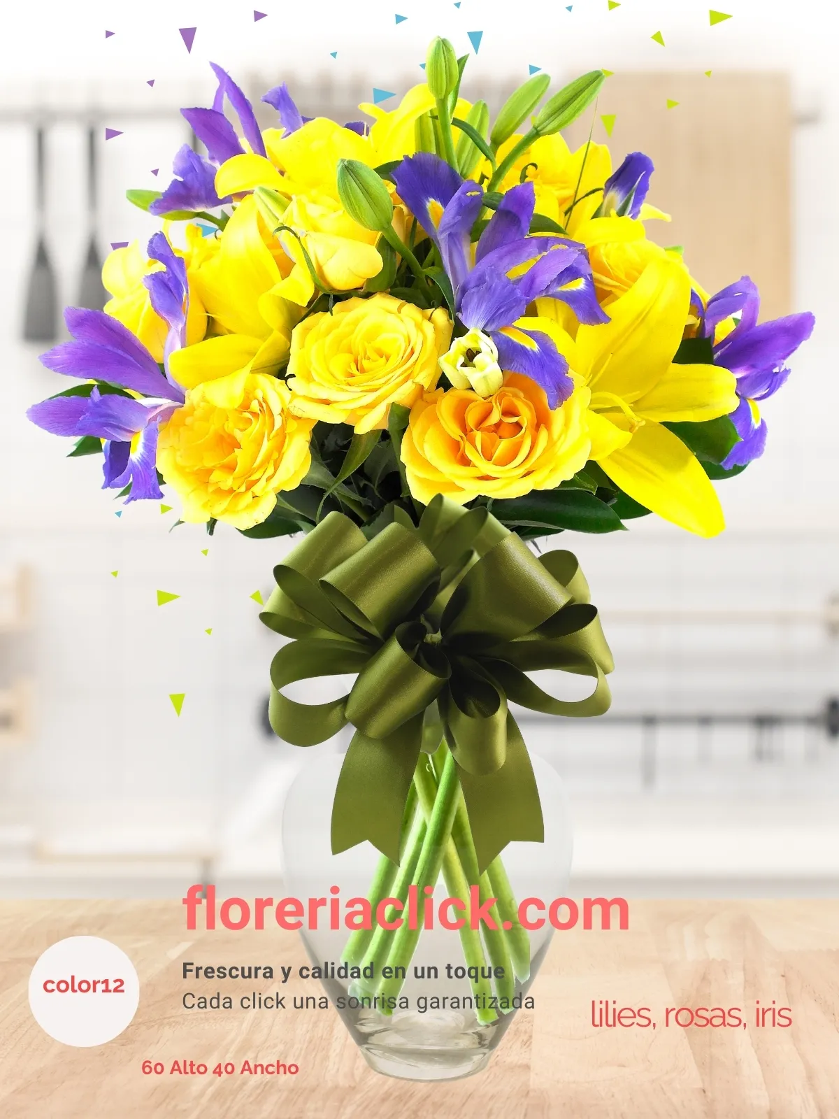 Arreglo Floral Vibrante con Iris y Lilies – 35 Flores