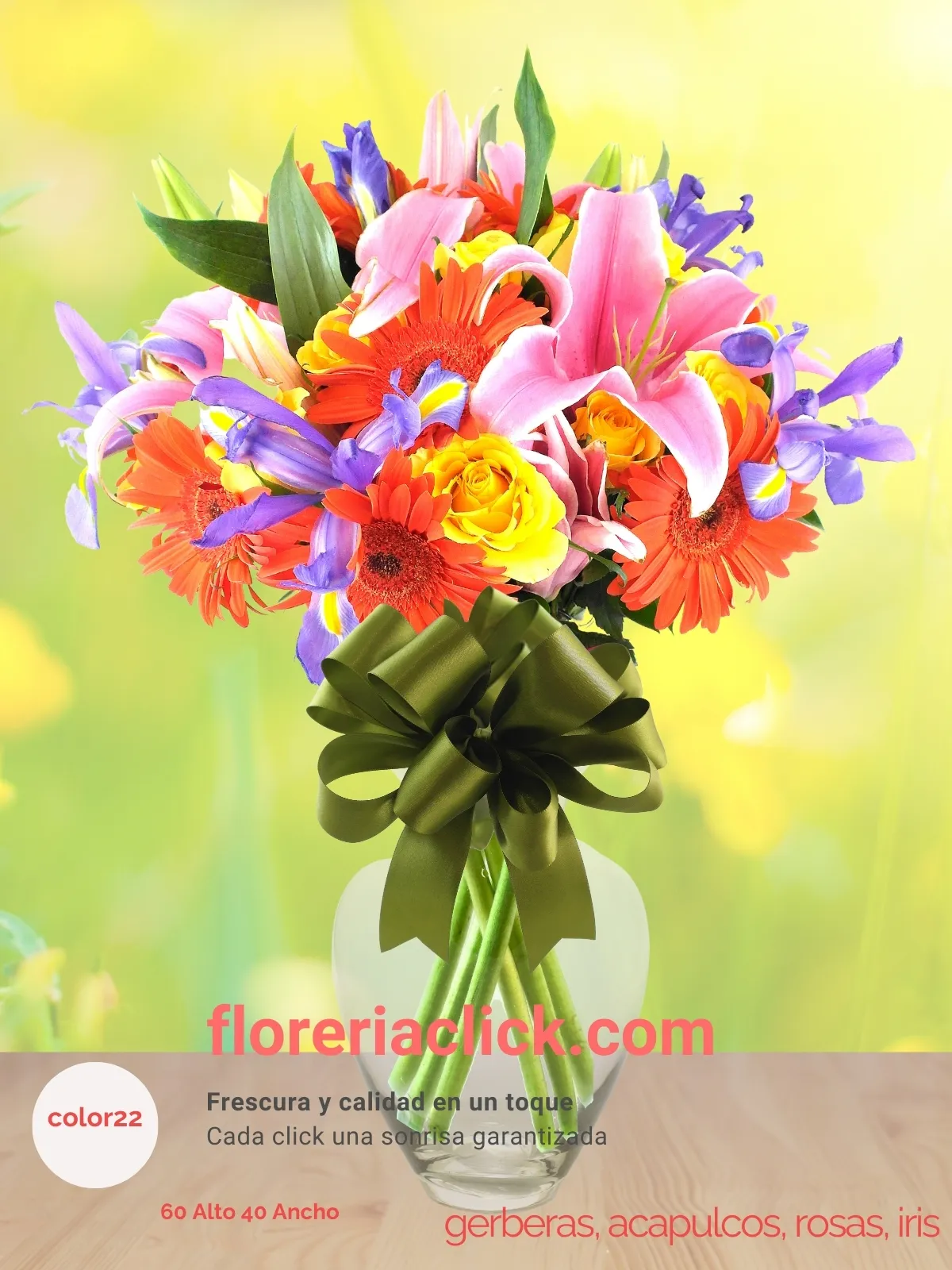 Arreglo floral moderno con acapulcos y gerberas en tonos vibrantes