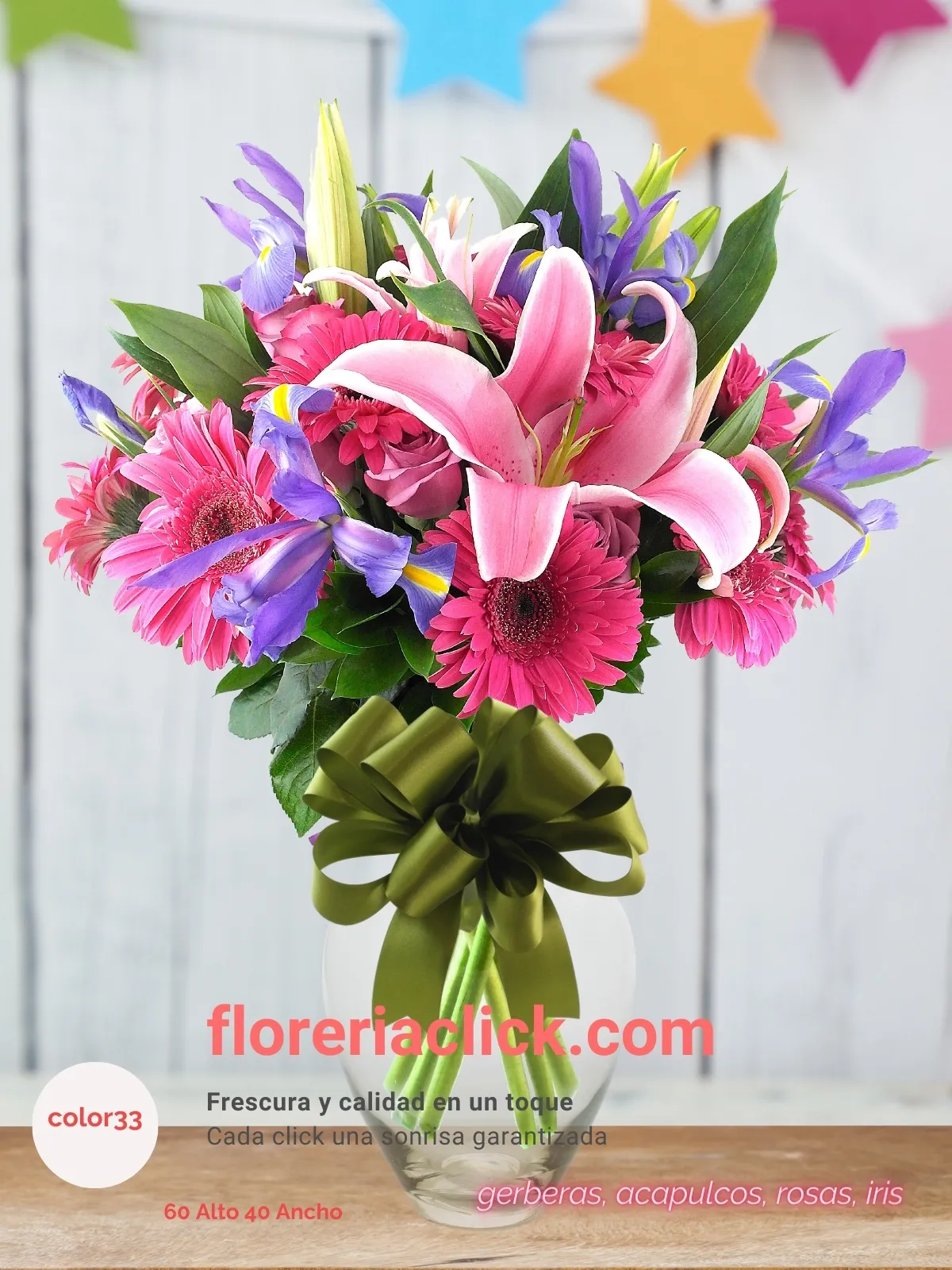 Arreglo floral de 43 flores frescas en armonía de colores
