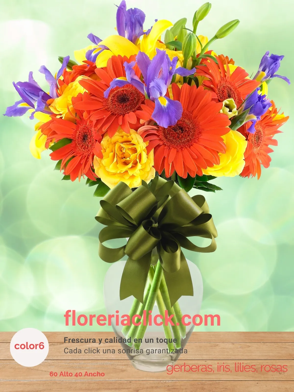 Arreglo floral “Esplendor de Rosas Amarillas e Iris” – 43 flores