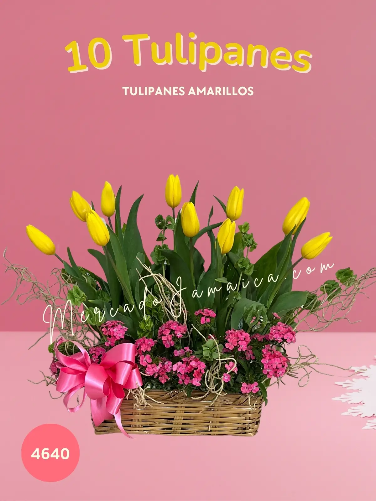 Canasta con Tulipanes Amarillos