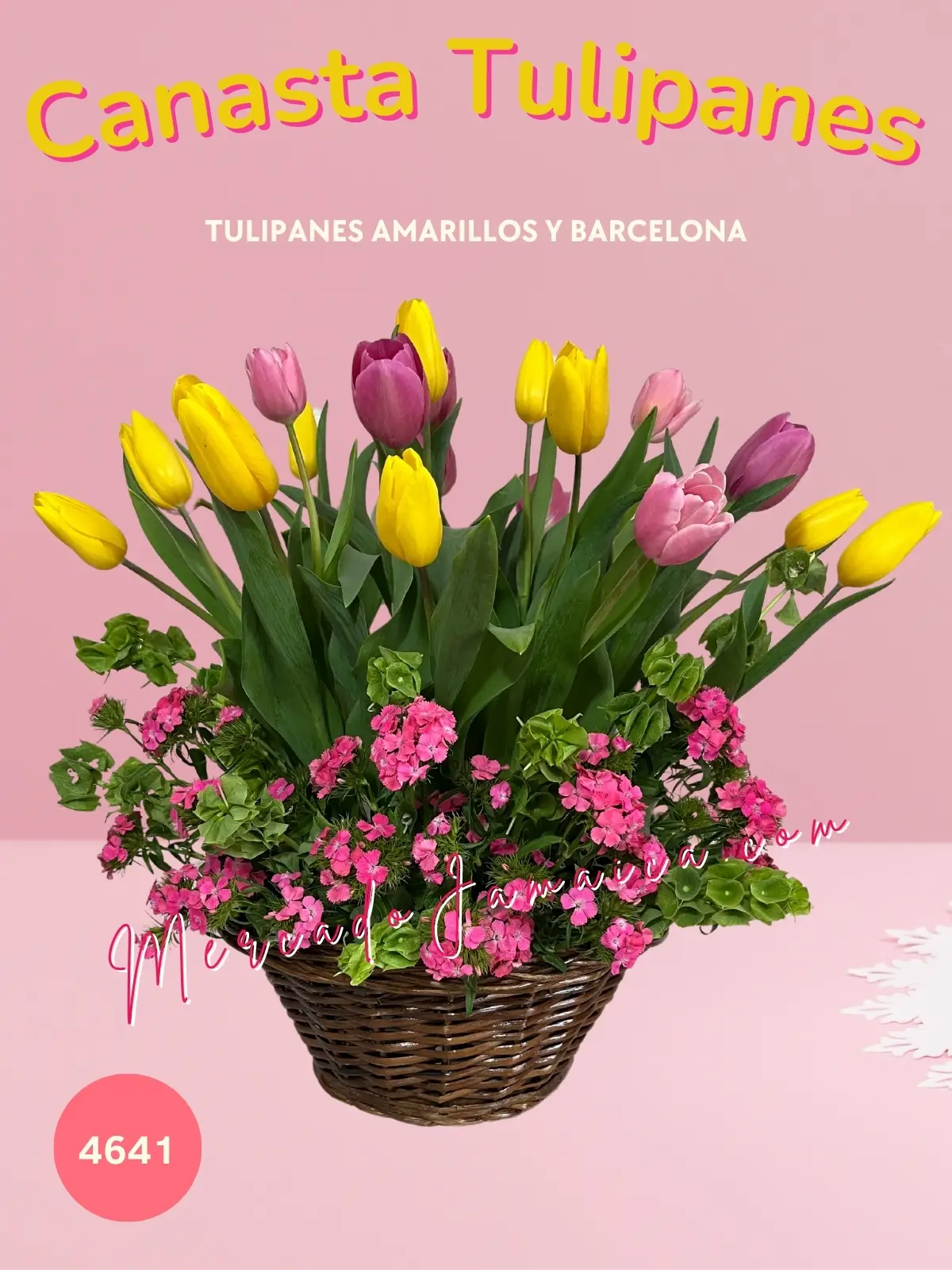 Canasta con Tulipanes Fresca Armonía