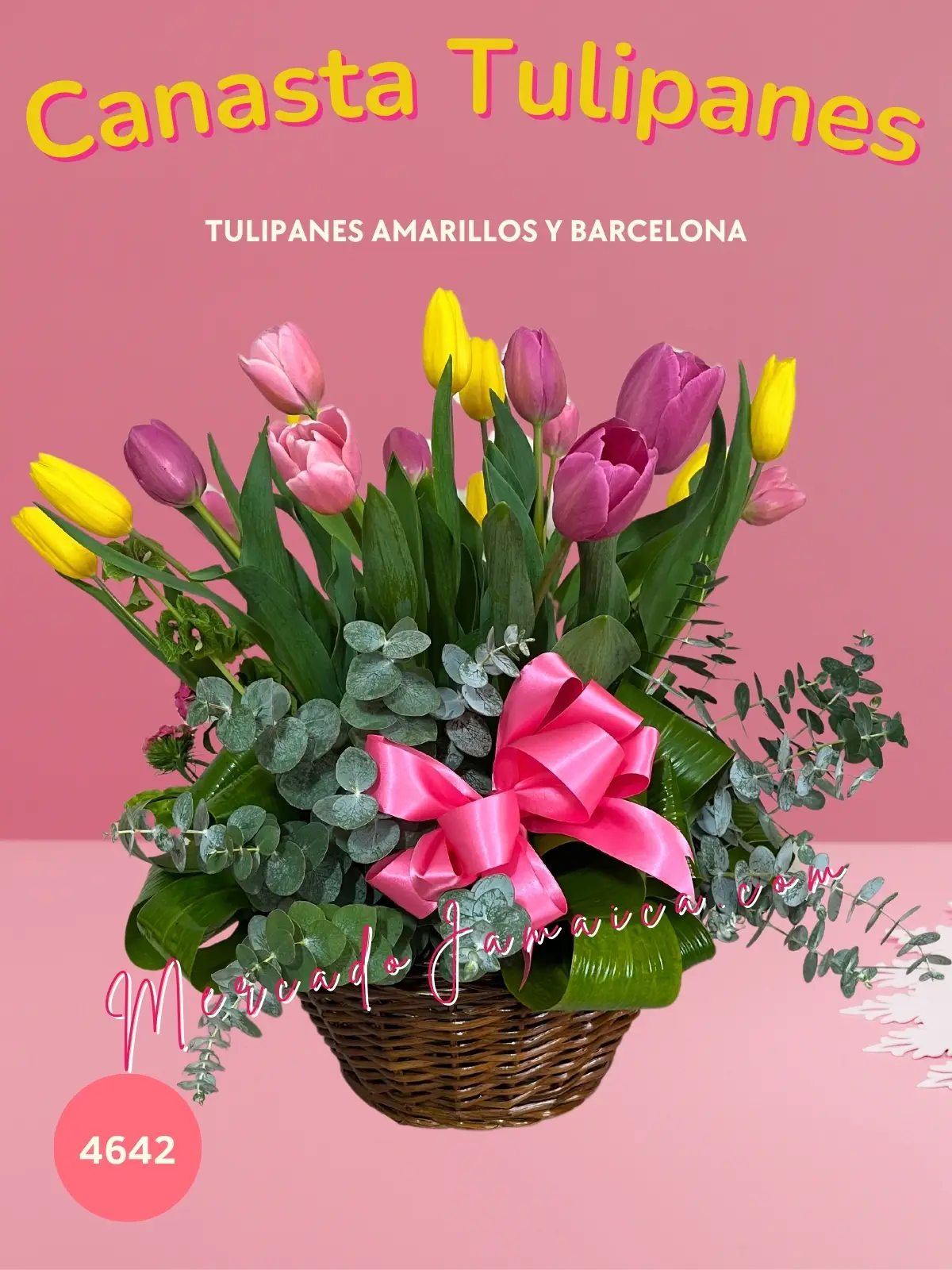Canasta con Tulipanes Muy Floral