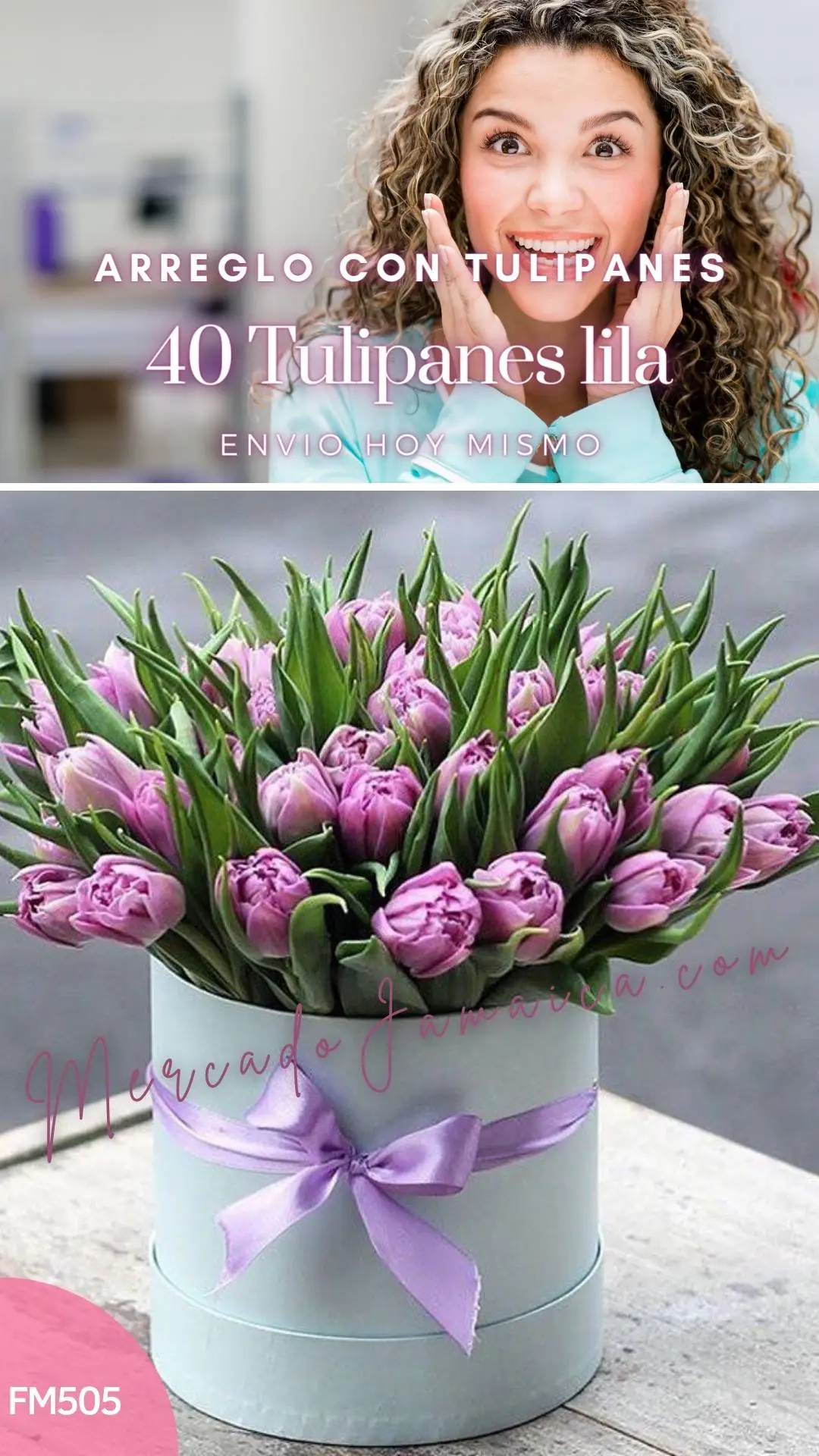 Caja con 40 tulipanes en box
