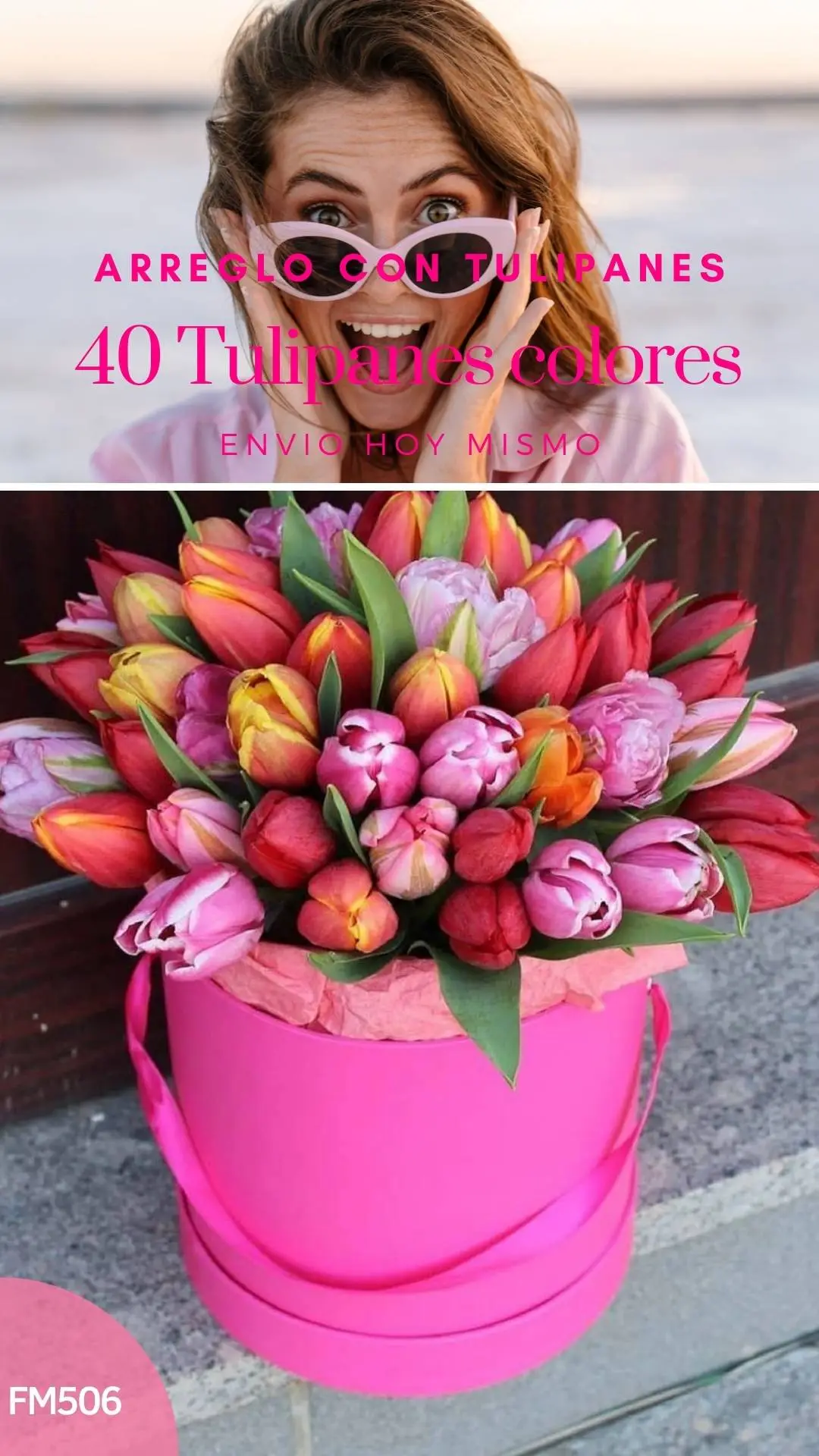 Caja con 40 Tulipanes gran color