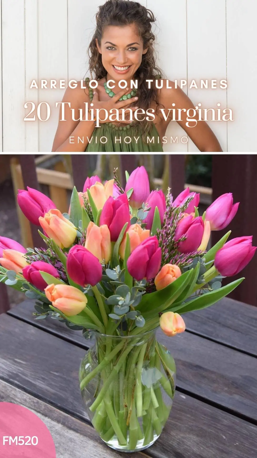 Arreglo con 20 tulipanes virginia