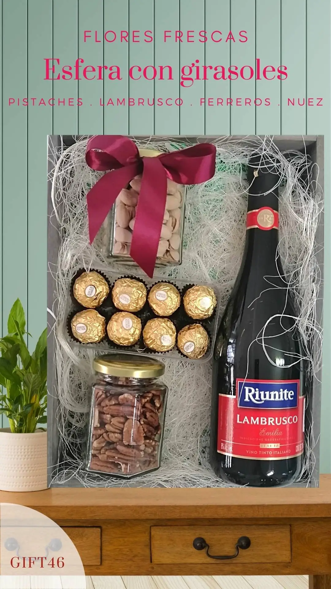 Caja regalo vino y chocolates