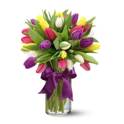 Arreglo Floral Nido 40 Tulipanes de Colores !