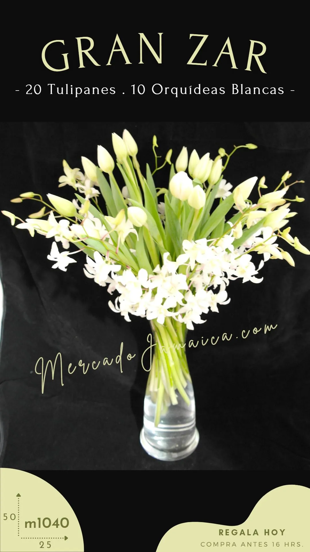 Arreglo con orquideas y tulipanes blancos gran zar !