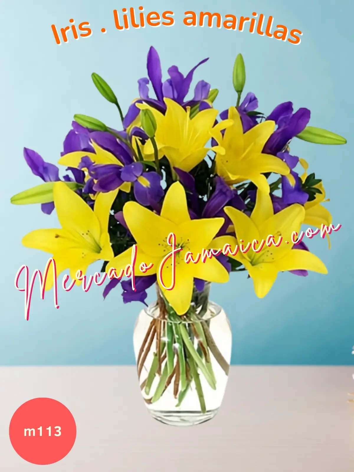 Bouquet de Lilies Amarillas y Fino Iris Azul !