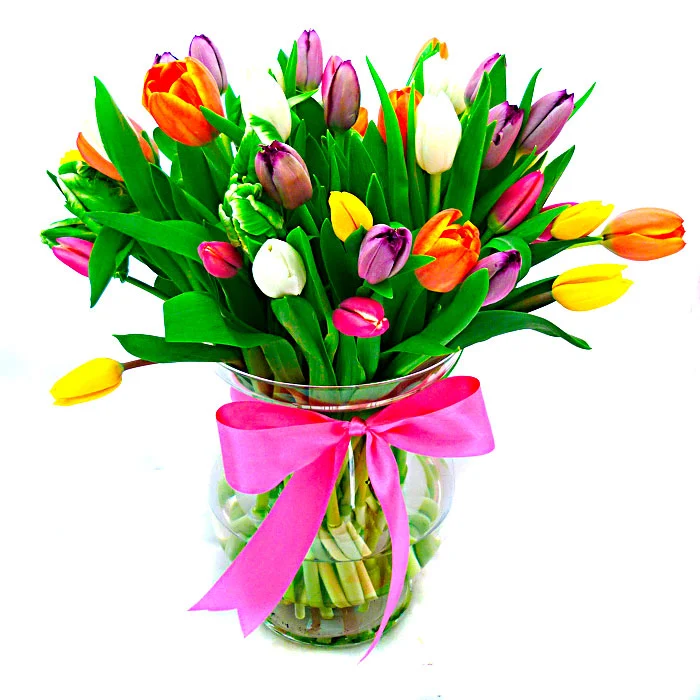 Arreglo Floral con Tulipanes de Colores !