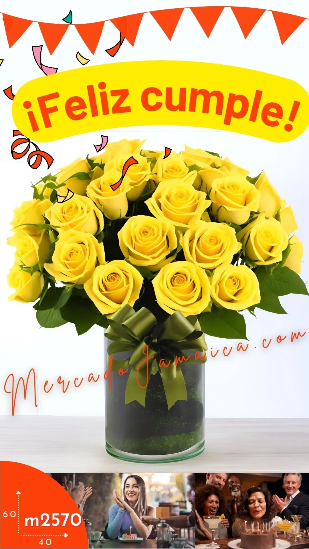 Feliz cumpleaños con 50 rosas amarillas felicidad !