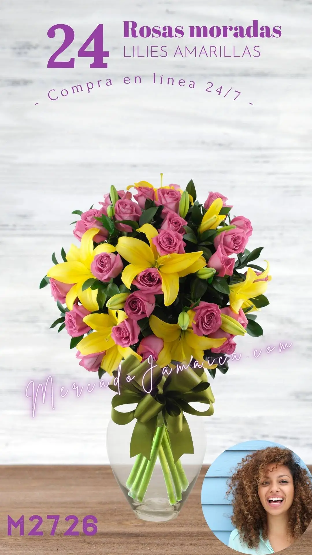 24 Rosas con Lilies Amarillas