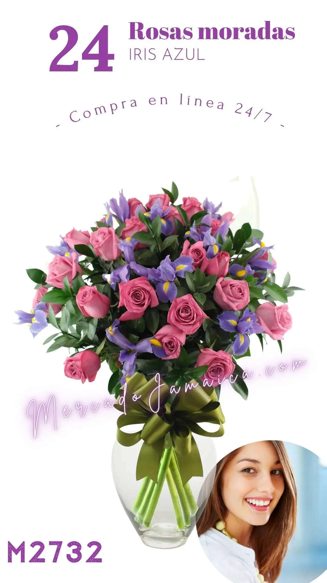 24 Rosas con Iris Azul