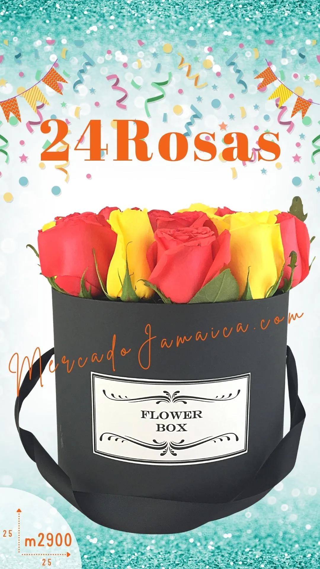 Caja con 24 Rosas Sunny