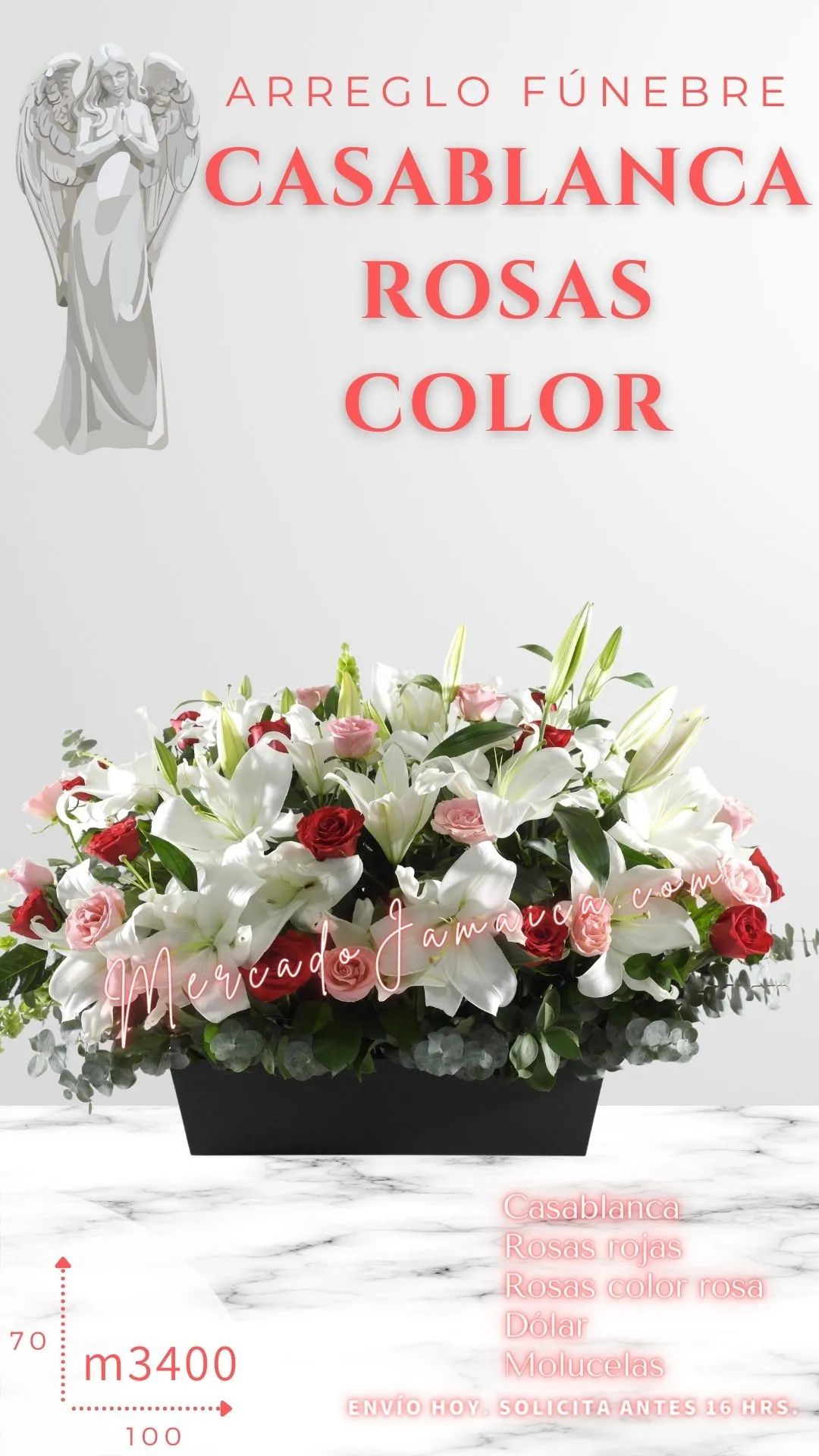 Arreglo Fúnebre CasaBlanca con Rosas Color