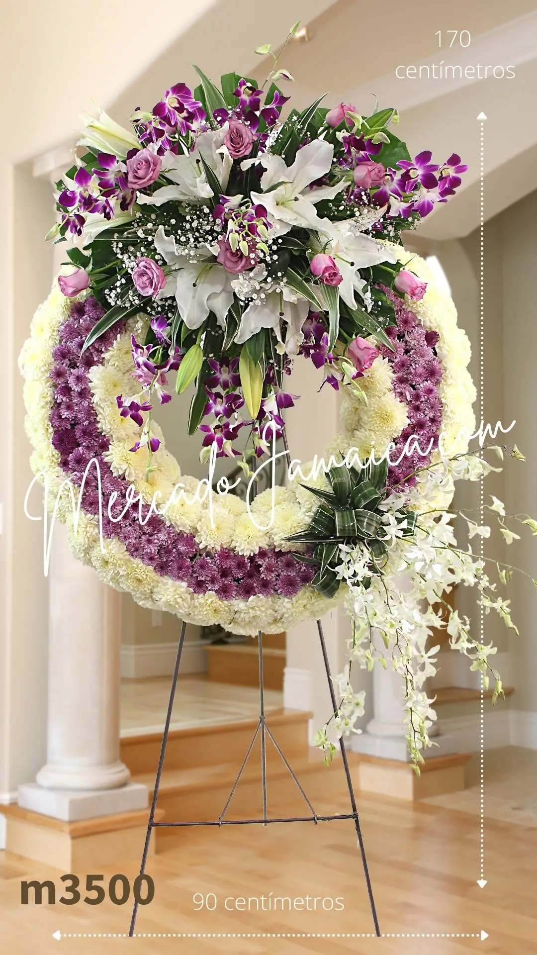 Corona Fúnebre Orquídeas Lila y Blancas: Un Homenaje Floral Exquisito
