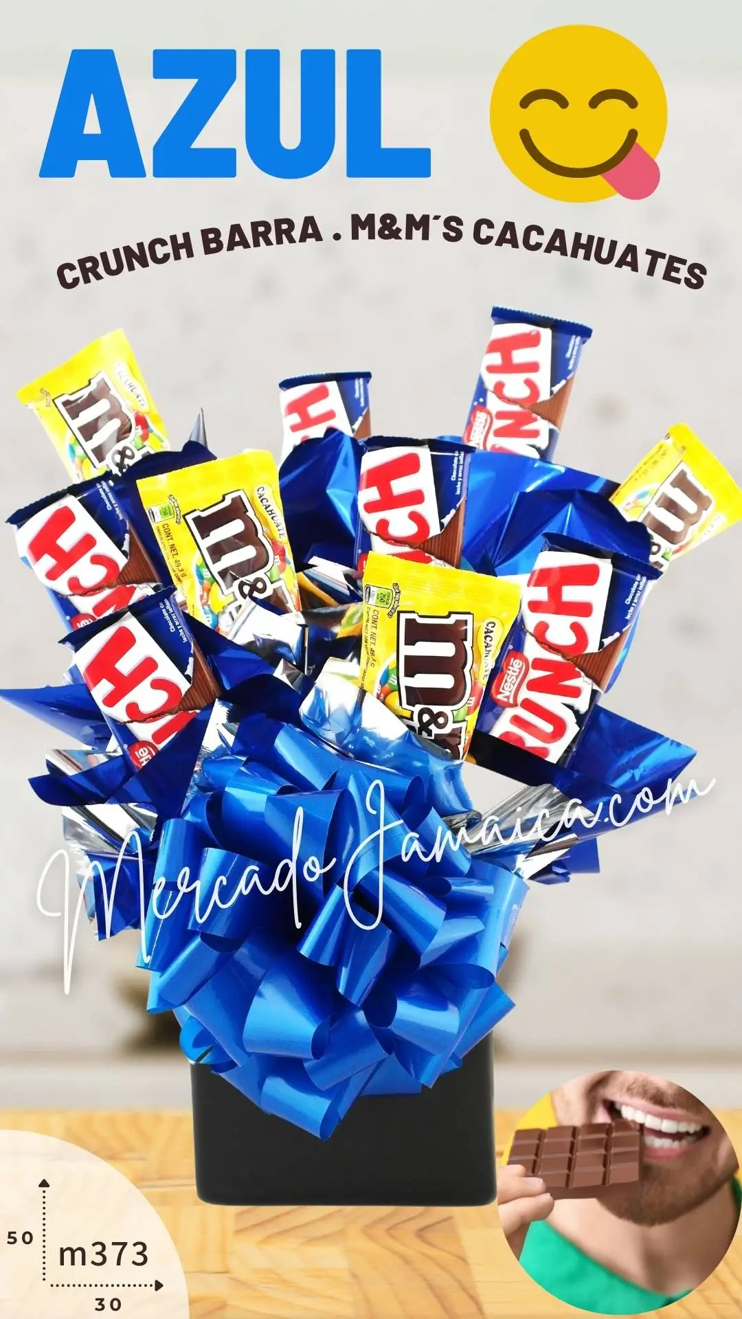 Enviar arreglo de dulces con chocolates dulce azul !