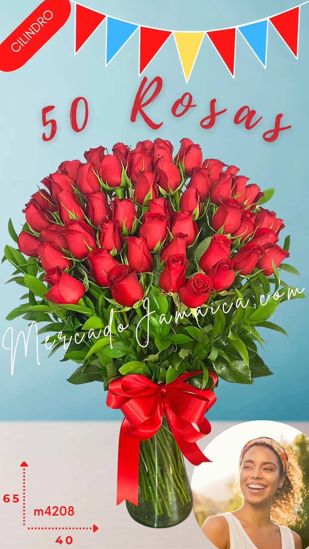 ¡Arreglo Floral con 50 Rosas Rojas!