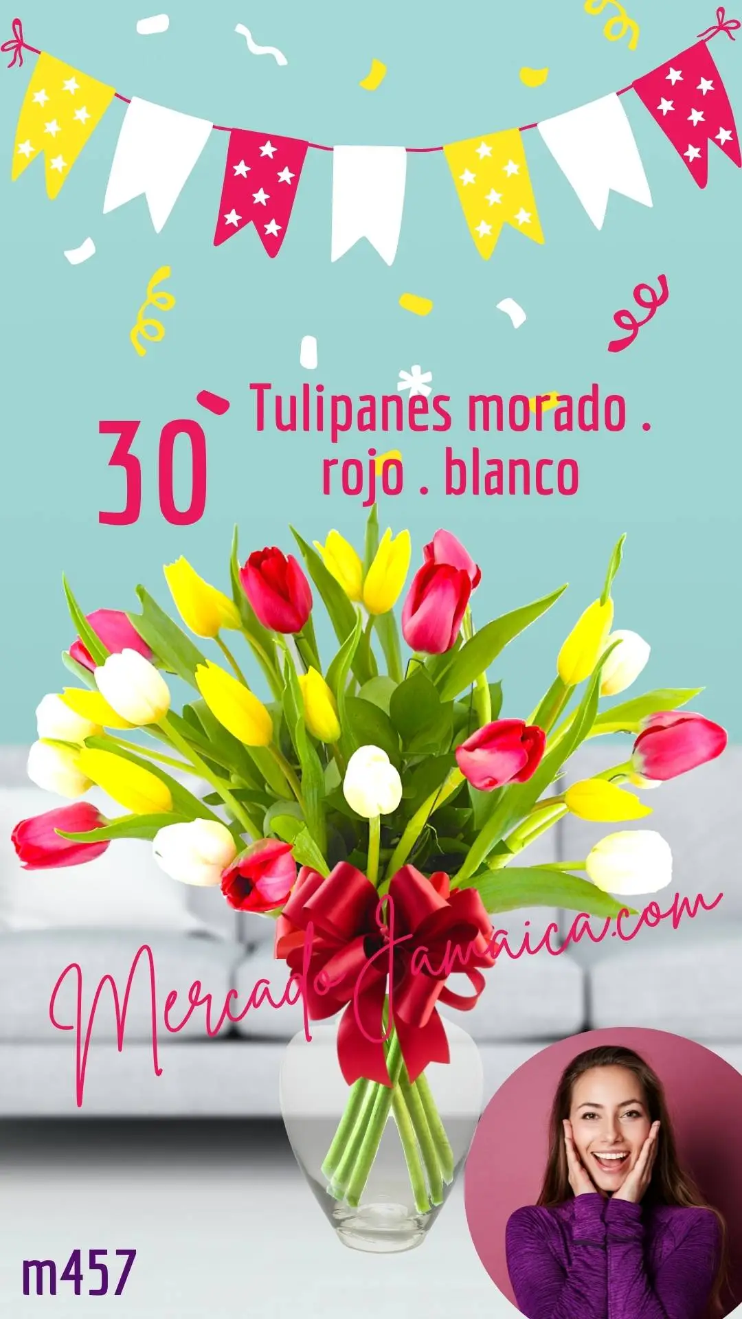 Floreria del Valle de México 30 Tulipanes Jumbo Color !