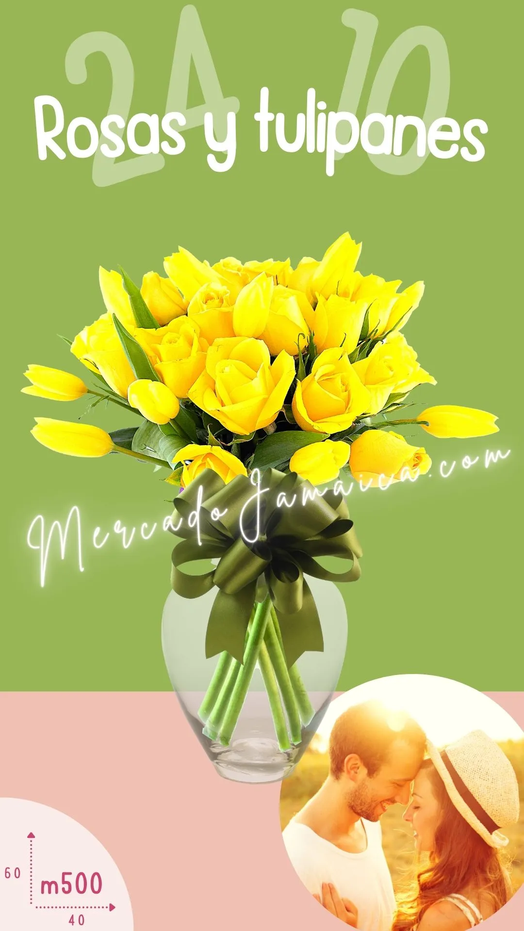 Arreglo floral rosas amarillas y tulipanes arena