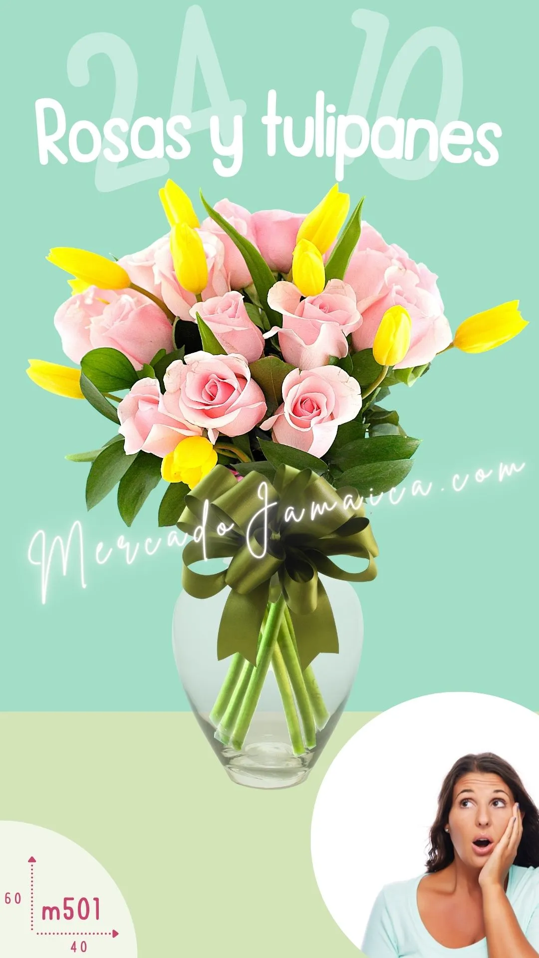 Arreglos con tulipanes amarillos y rosas bellas
