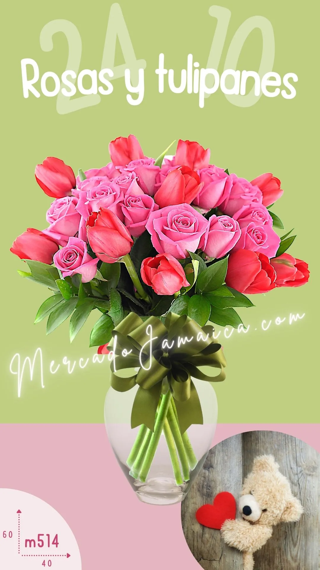 Envia Flores cdmx tulipanes rojos y rosas lila polaris