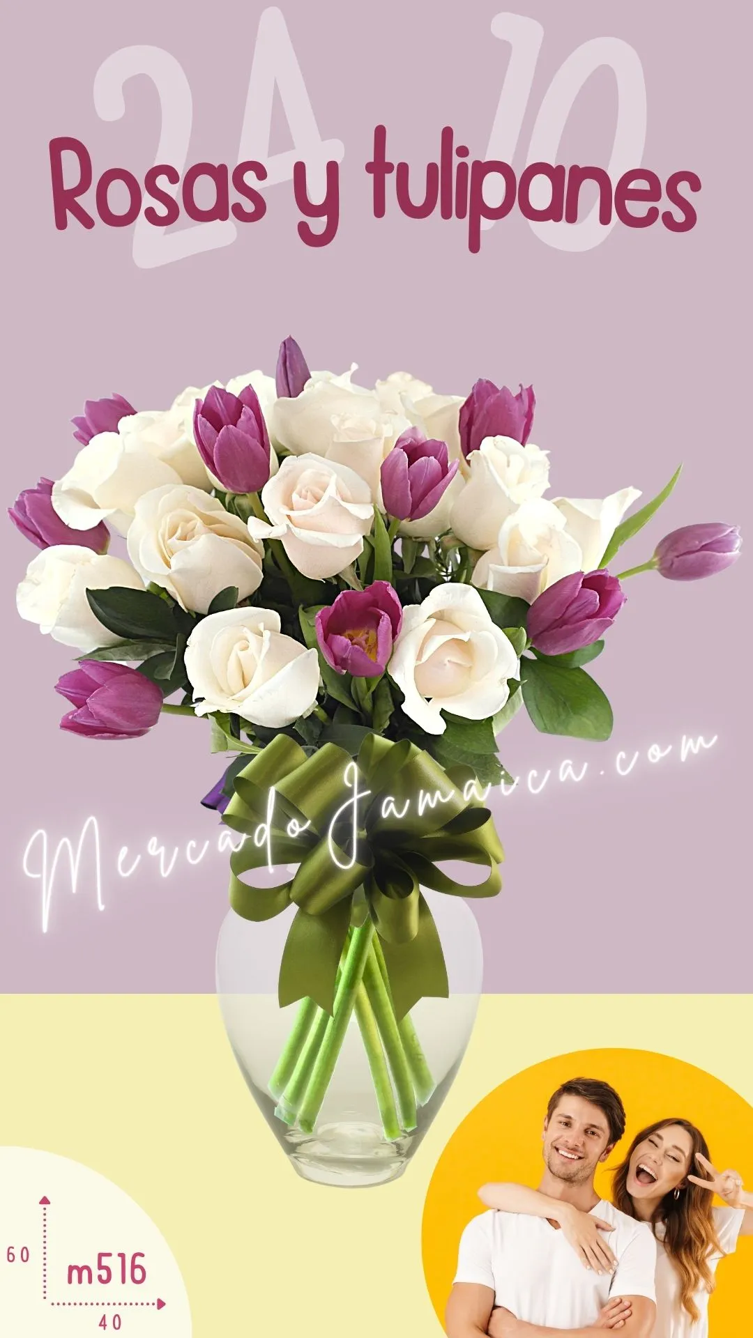 Flores de México tlipanes morados y rosas silver