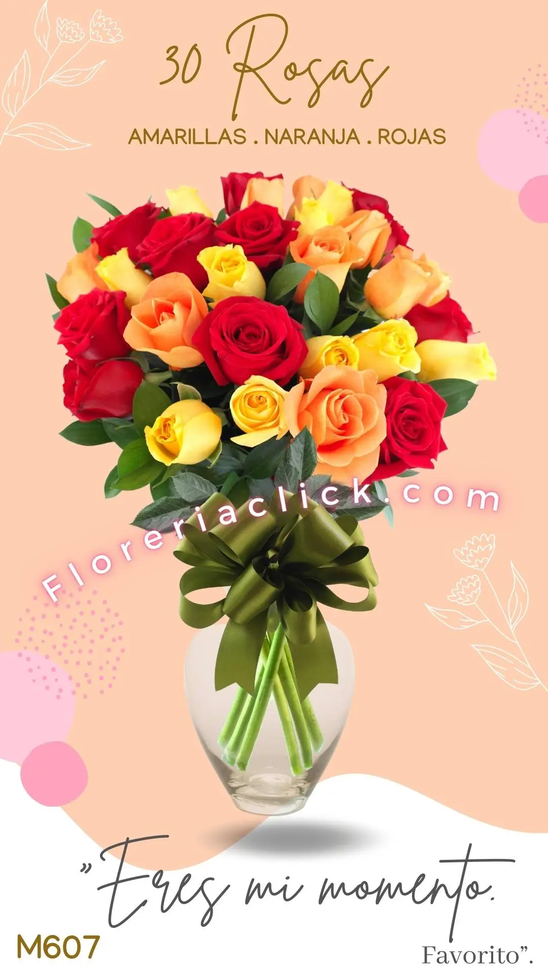 30 Rosas con arreglos florales encanto !