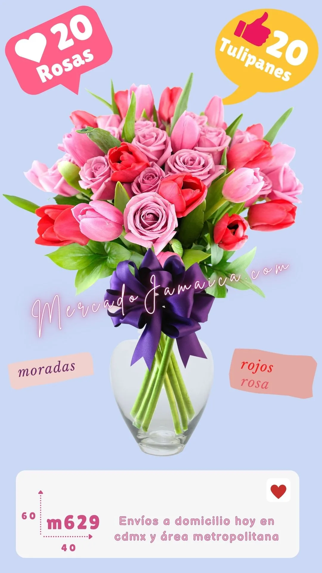 Rosas moradas y tulipanes bella candy