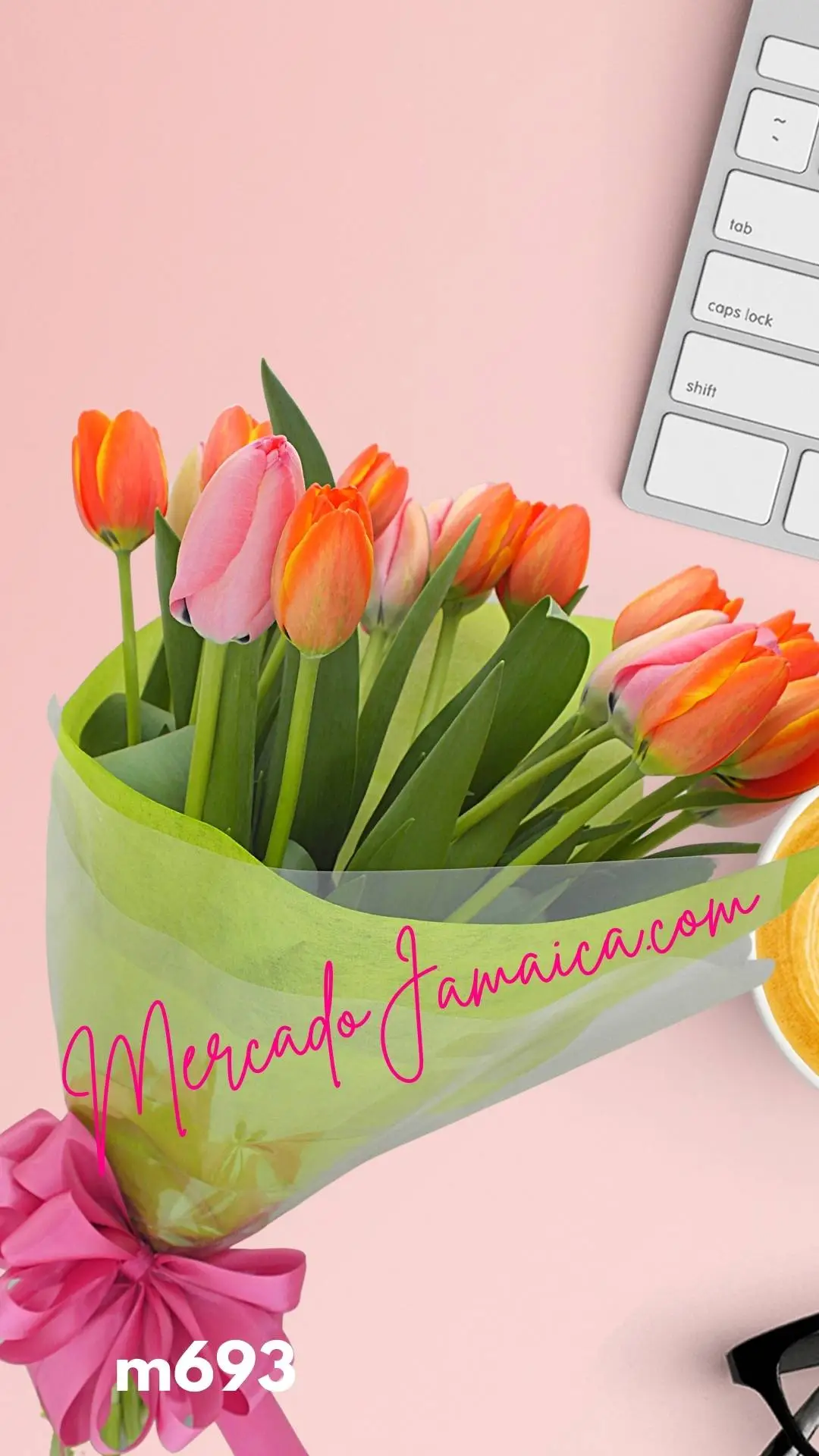 Ramo floral con tulipanes naranja para enamorados !