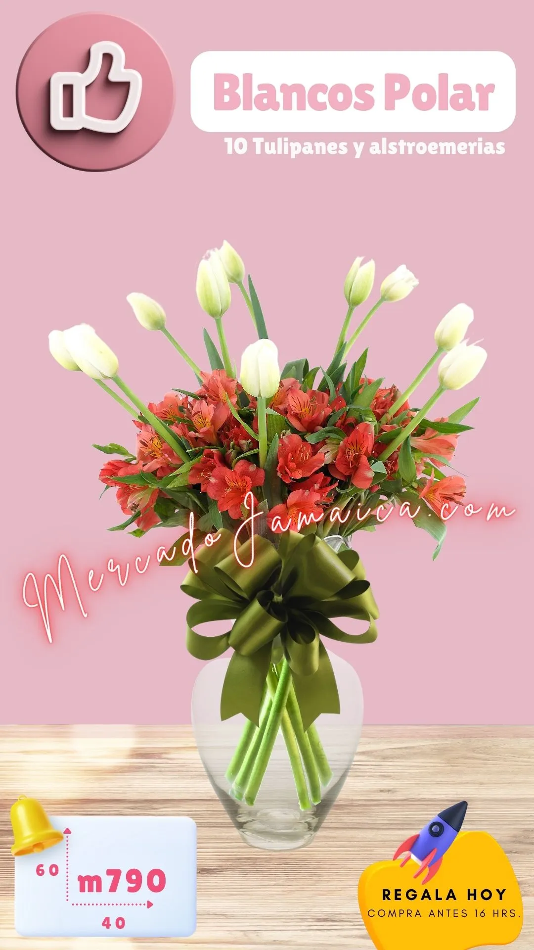 Arreglos florales con tulipanes blanco polar