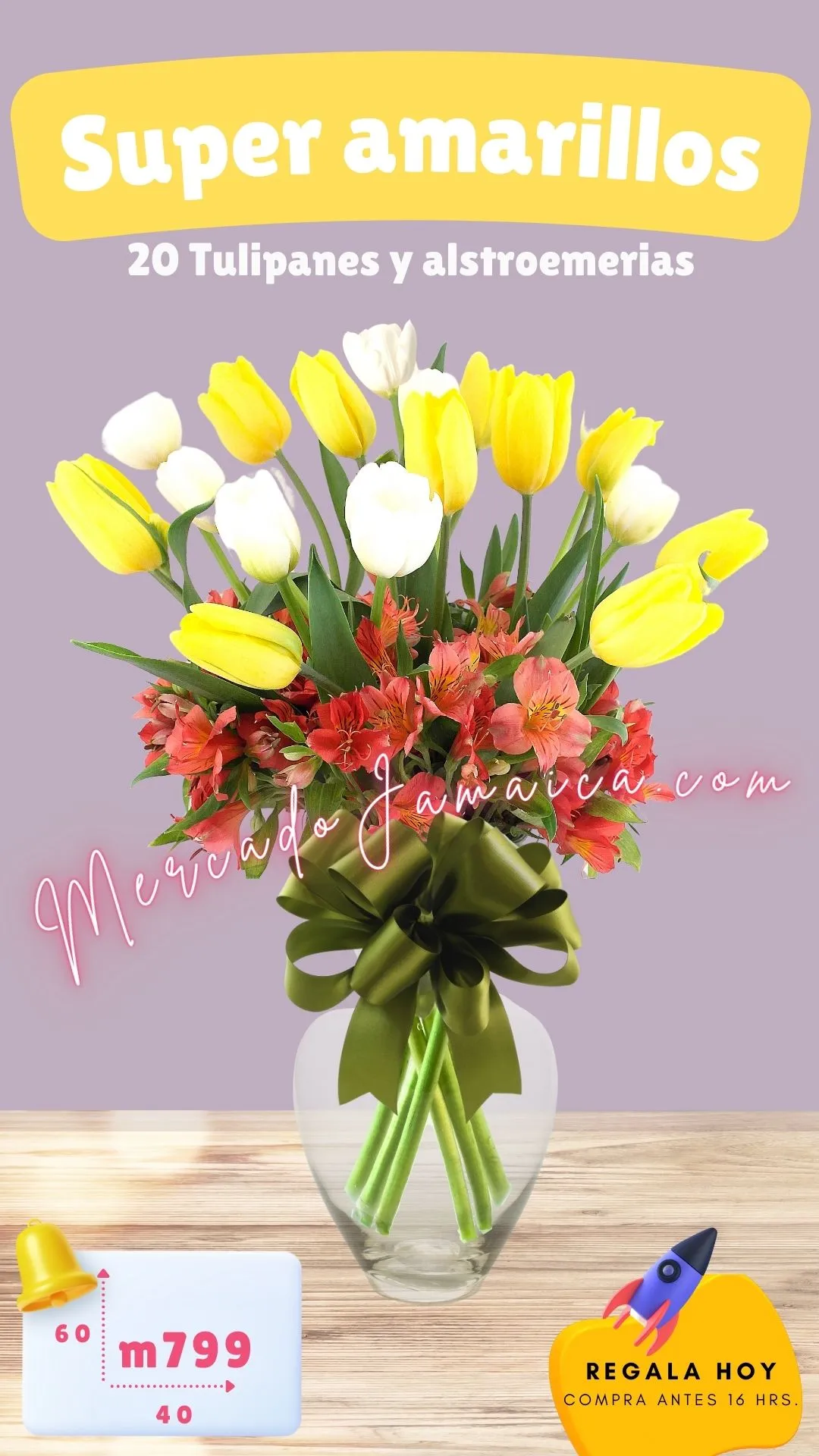 Florerias en reforma tulipanes super amarillos
