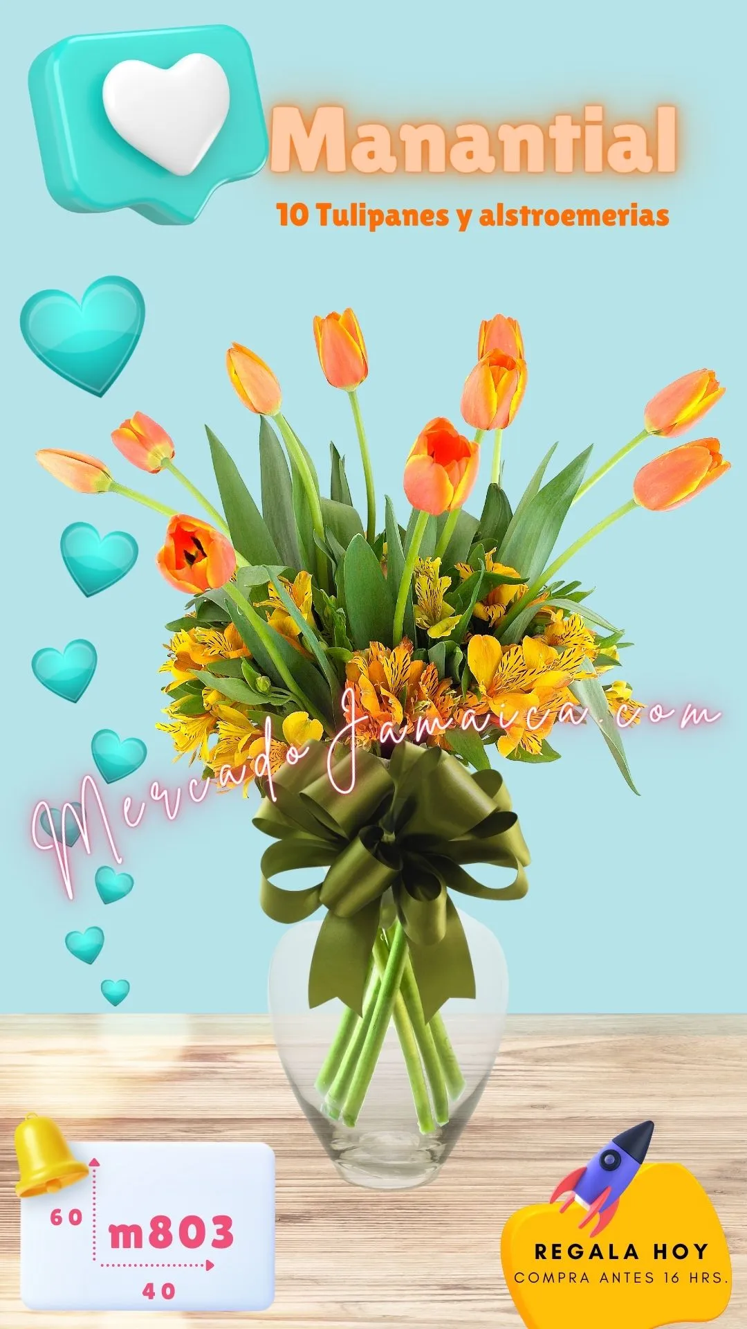 Envia flores tulipanes naranja manantial orange !