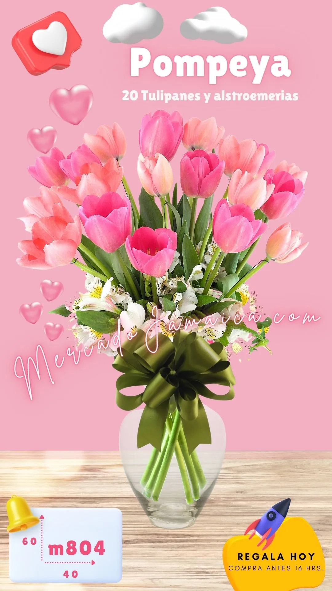 Regala flores tulipanes rosa pompeya