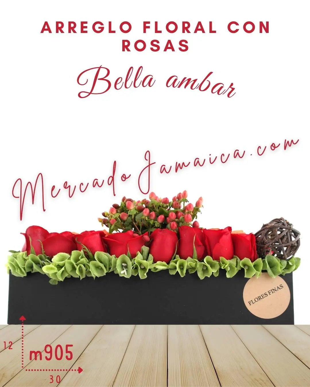 ¡Arreglo Rosas Rojas Bella Ámbar!