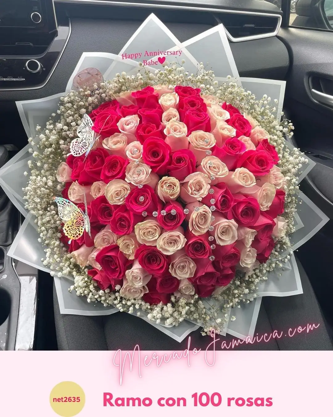 Ramo Buchón de 100 Rosas en Tonos Rosa: Un Abrazo Floral