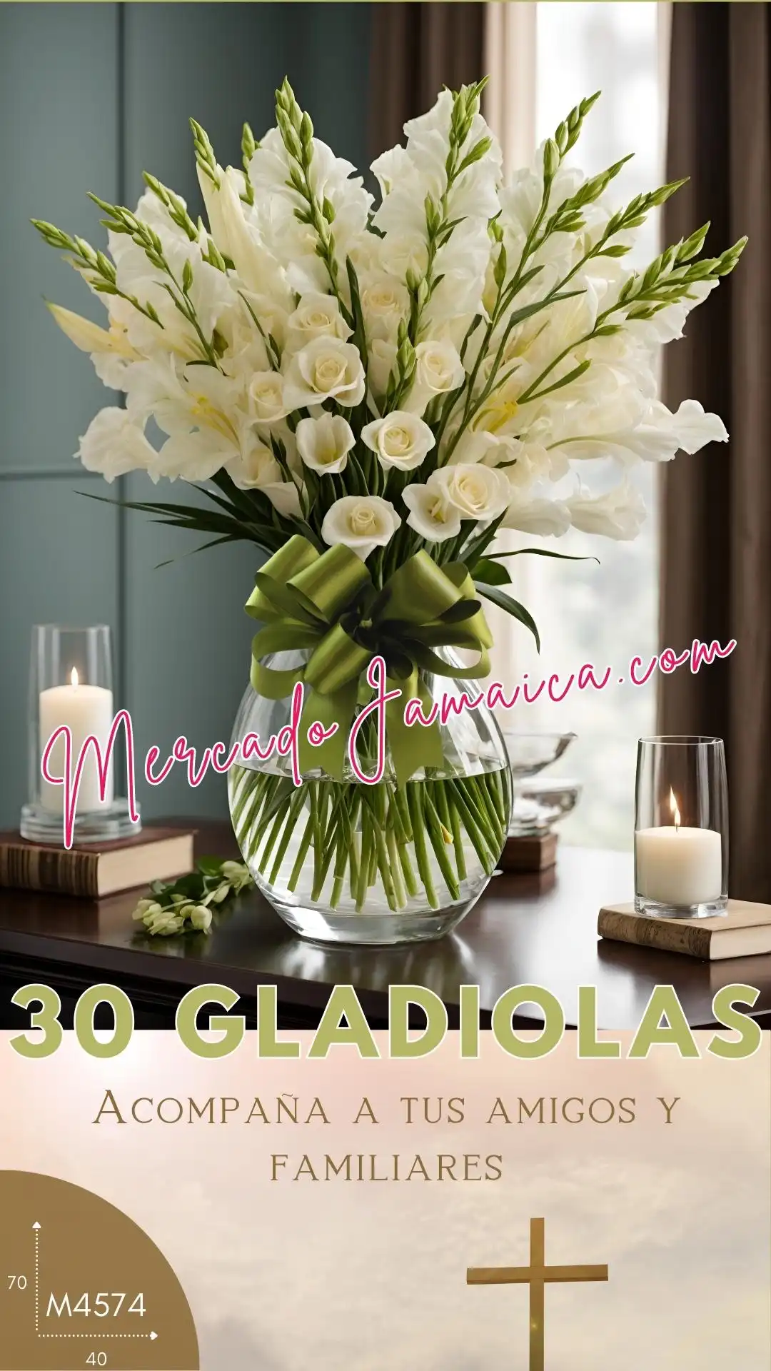 Misterio con 30 gladiolas blancas