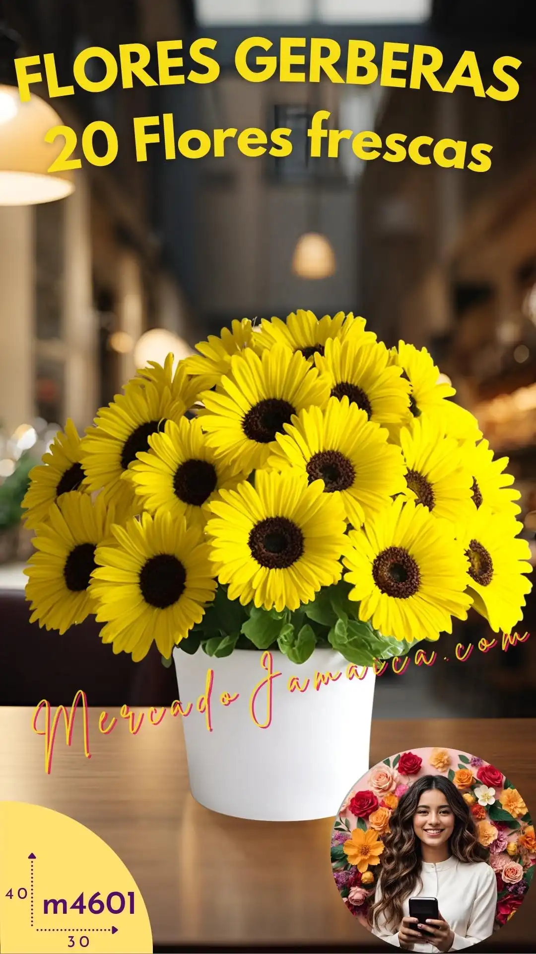 Achilipú 20 gerberas amarillas, arreglo floral 🏵️